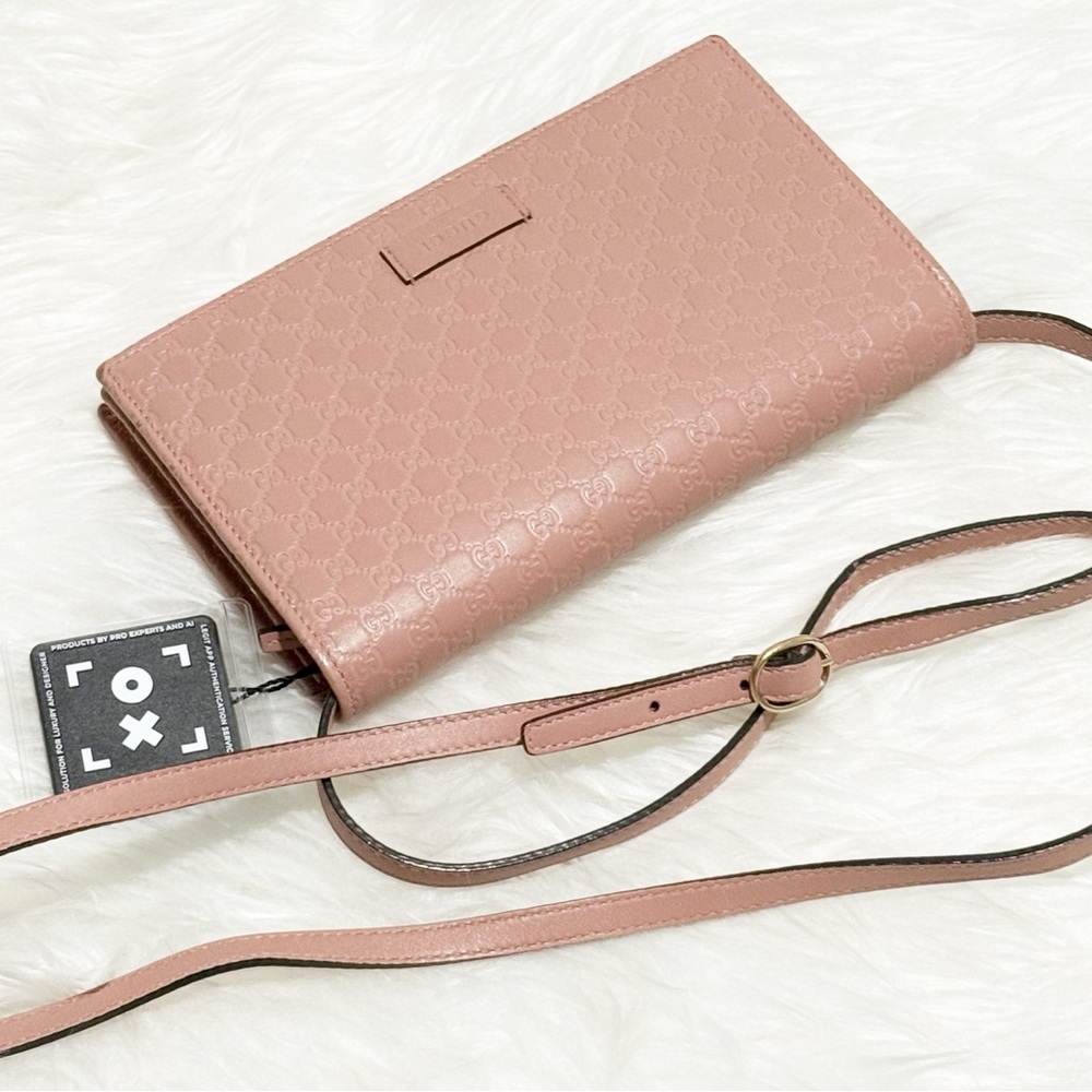 Gucci Micro GG Guccissima Pink Leather Crossbody / Wallet (GUC) - Picture 14 of 16